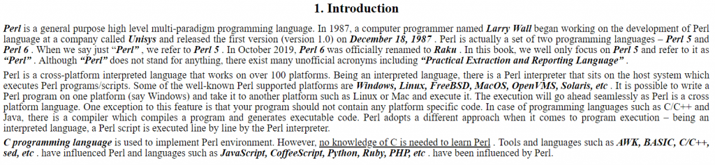 فصل دوم کتاب Perl Programming for Beginners
