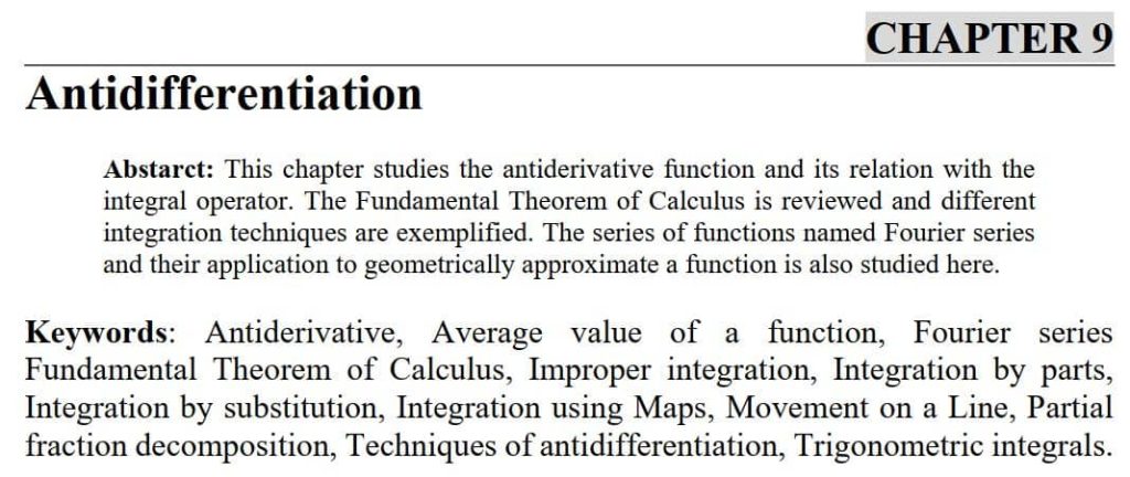 فصل 9 کتاب Differential and Integral Calculus Theory and Cases