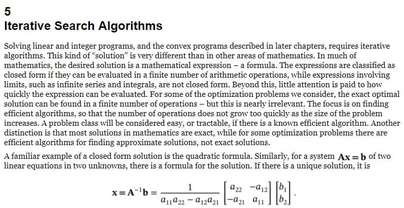 فصل 5 کتاب Mathematics of Convex and Linear Optimization
