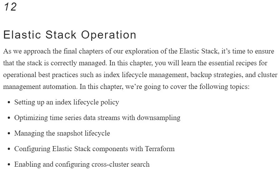 فصل 12 کتاب Elastic Stack 8.x Cookbook