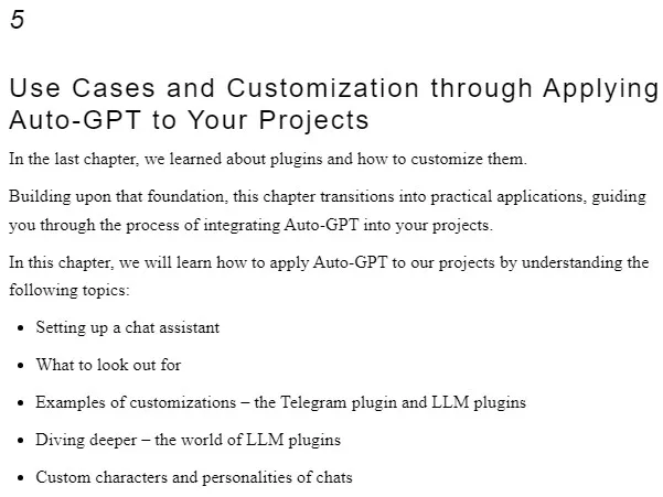 فصل 5 کتاب Unlocking the Power of Auto-GPT and Its Plugins