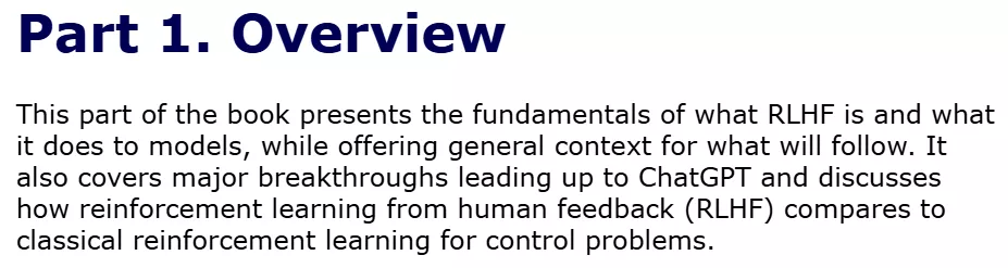 بخش 1 کتاب Reinforcement Learning from Human Feedback